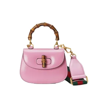 GUCCI Bamboo 1947 Leather Bamboo Bag Handbags Shoulder Bags Mini Women's Pink