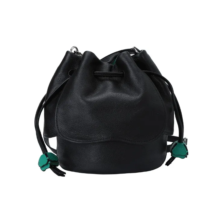 COACH Petal Leather Bucket Bags Shoulder Bag Crossbody Bag Women's Black-3