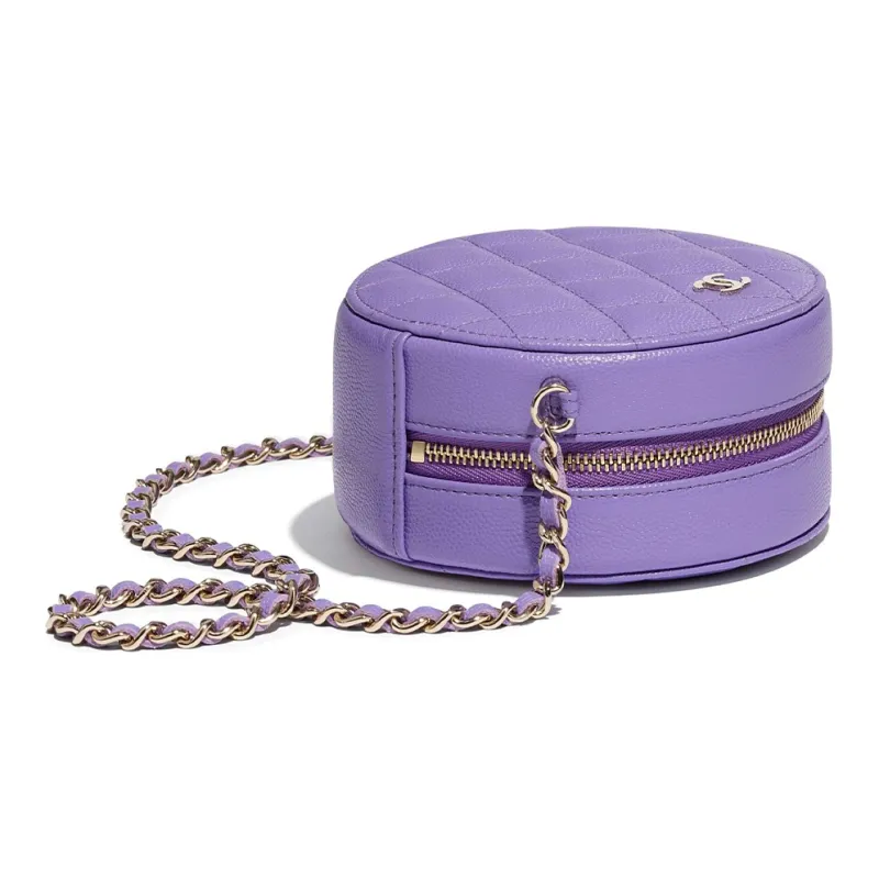 CHANEL 19Bag Cow Leather Evening Coin Purse Women's Purple-3
