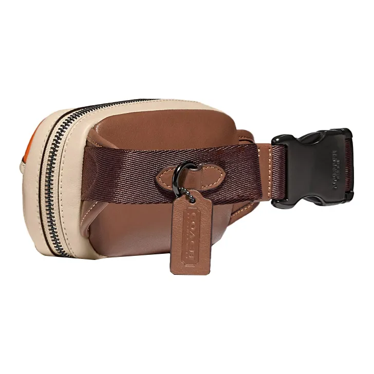 COACH Charter Leather Crossbody Bag Sling Bag Fanny Pack Small Size Men's Ecru & Orange-2