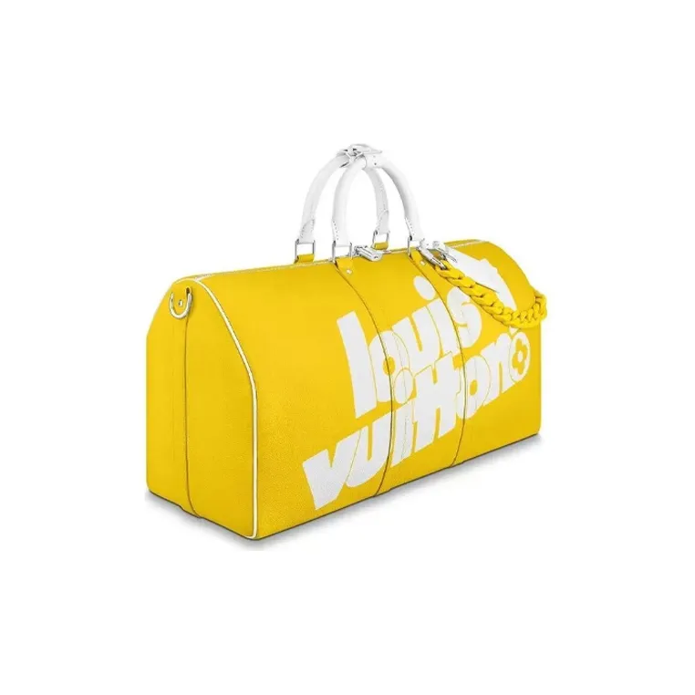 LOUIS VUITTON Keepall Bandouliere With Acetate Chain 55 Monogram Yellow-3