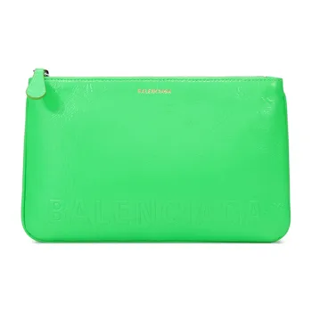Balenciaga Cow Leather Clutch Regular Women's Neon Green