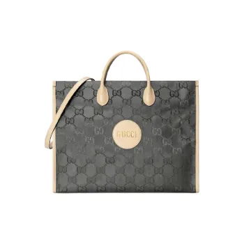 GUCCI Off The Grid Nylon With Leather Tote Bag, Shoulder Bag, Handbag Unisex Dark Gray
