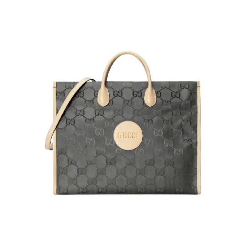 GUCCI Off The Grid Nylon With Leather Tote Shoulder Bag Handbag Unisex Dark Gray