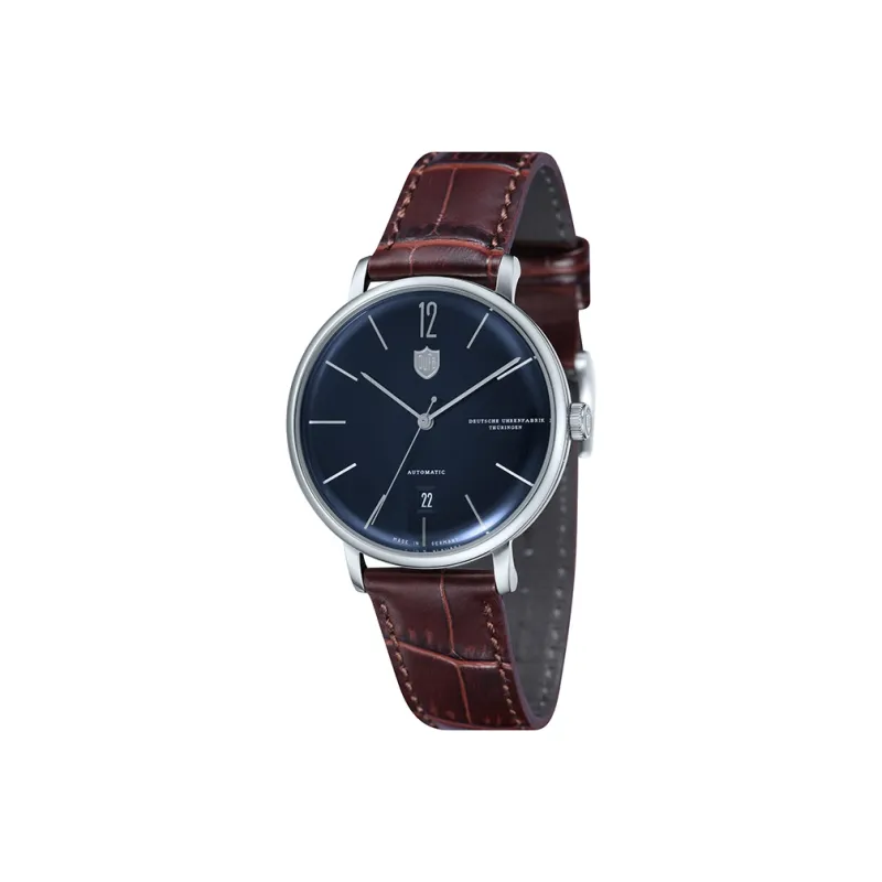 DUFA Mechanical Movement Men's Watches Watch Blue Dial Stainless Steel Watch Case Genuine Leather Strap-1