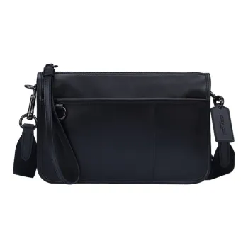 COACH Heritage Cow Leather Crossbody Bag, Shoulder Bag Men's Black