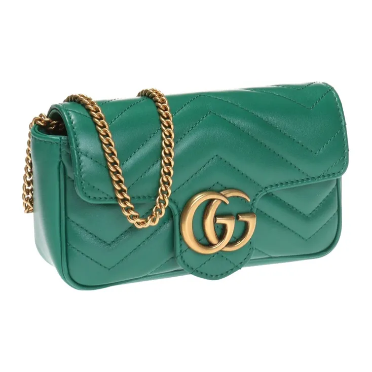 GUCCI GG Marmont Quilted Leather Crossbody Bag, Shoulder Bag Women's Green-1