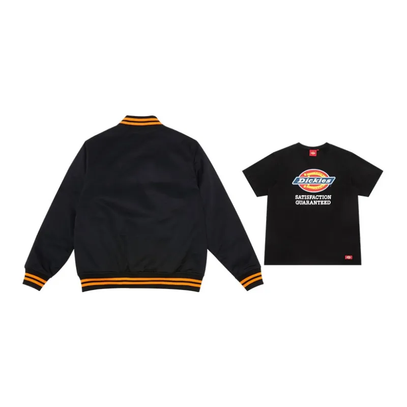 Dickies Letter Baseball Collar Puffer Jacket Unisex Black-1