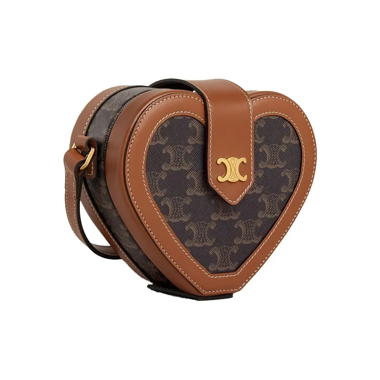 CELINE TambourTriomphe Canvas And Cow Leather Shoulder Bag Crossbody Bag Regular Women's Tawny-3