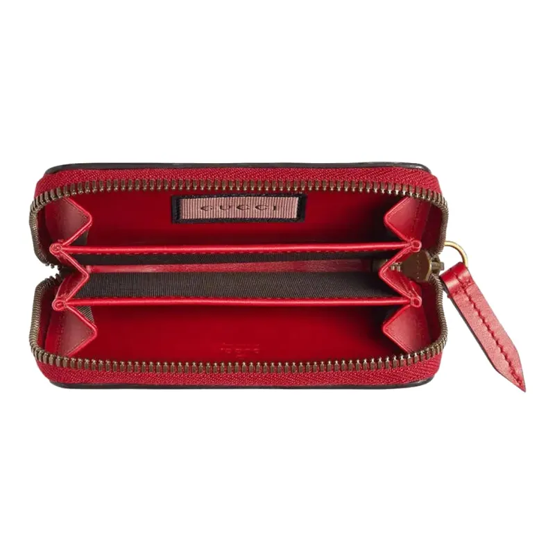 GUCCI Leather Wallets Card Holders Men's Red-3