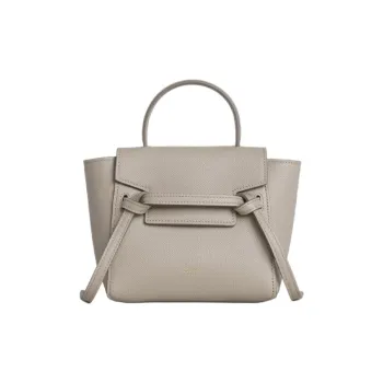 CELINE Belt Grained Calfskin Catfish Bag, Shoulder Bag, Crossbody Bag, Handbag Pico Women's Candy Color/Light Taupe