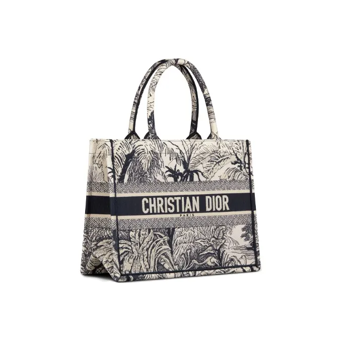 DIOR BookTote Canvas Shoulder Bags Tote Bag Shopping Bag Handbag Small Size Women's Blue-1