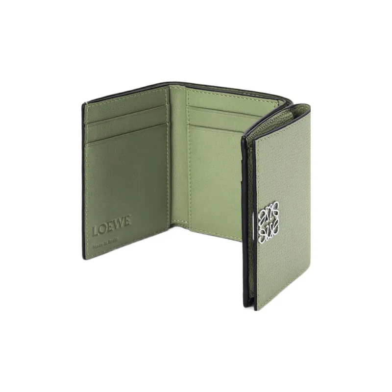 LOEWE Anagram Pebble Grain Calfskin Wallet Women's Green-3