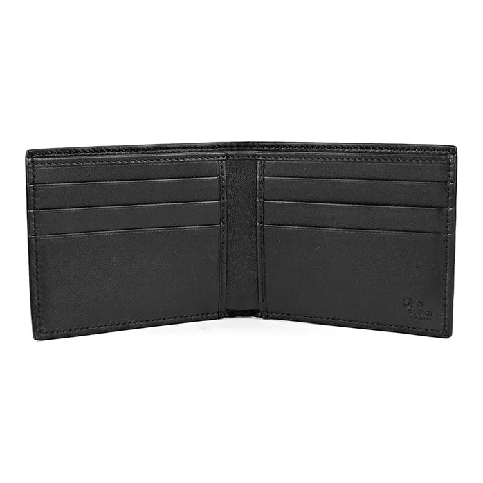 GUCCI Wrinkle Free Cow Leather Wallets Card Holders Men's Black-4