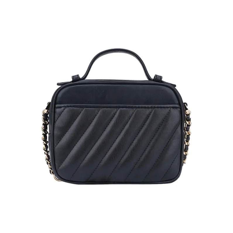 MICHAEL KORS Rose Leather Camera Bag, Crossbody Bag, One Shoulder Handbag Trumpets Women's Pure Black-2