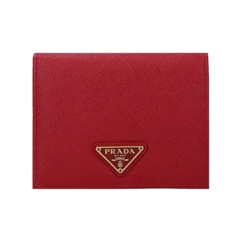 PRADA Leather Wallet Women's Red