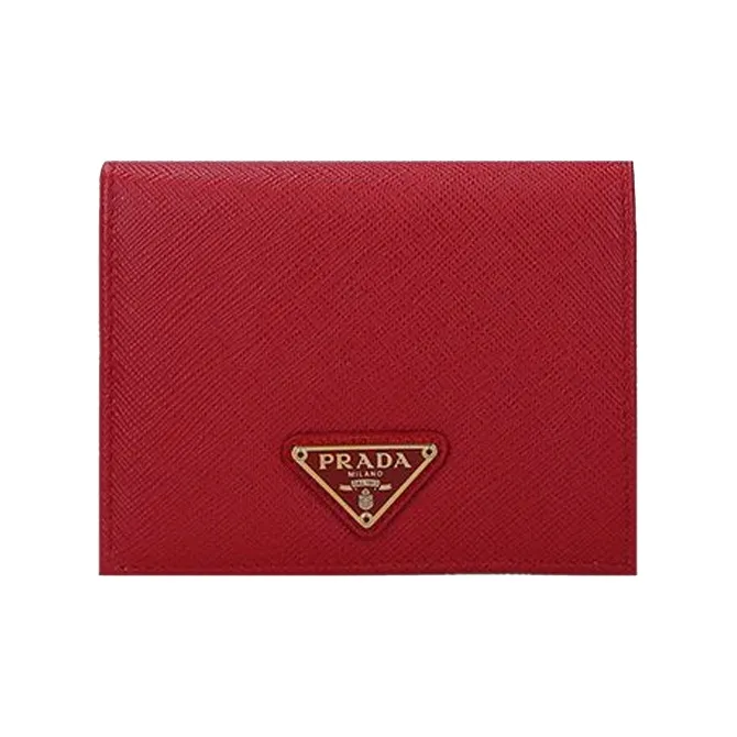 PRADA Leather Wallet Women's Red-0
