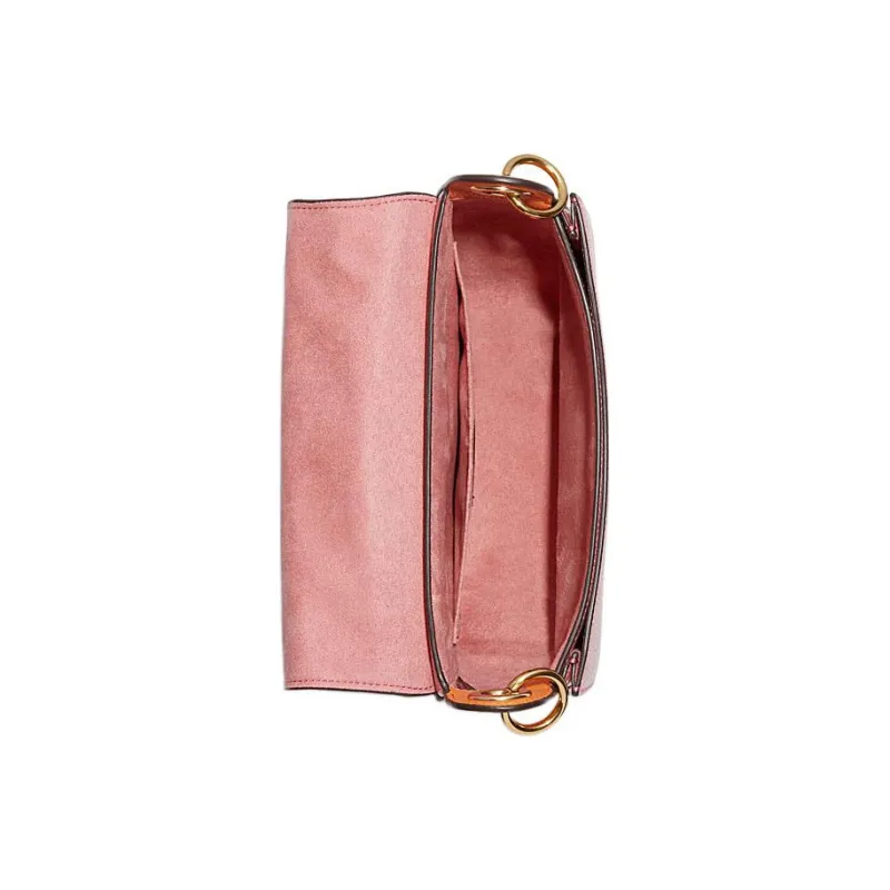 COACH Kleo Pebbled Leather Shoulder Bag Women's Pink Orange Dark Pink-3