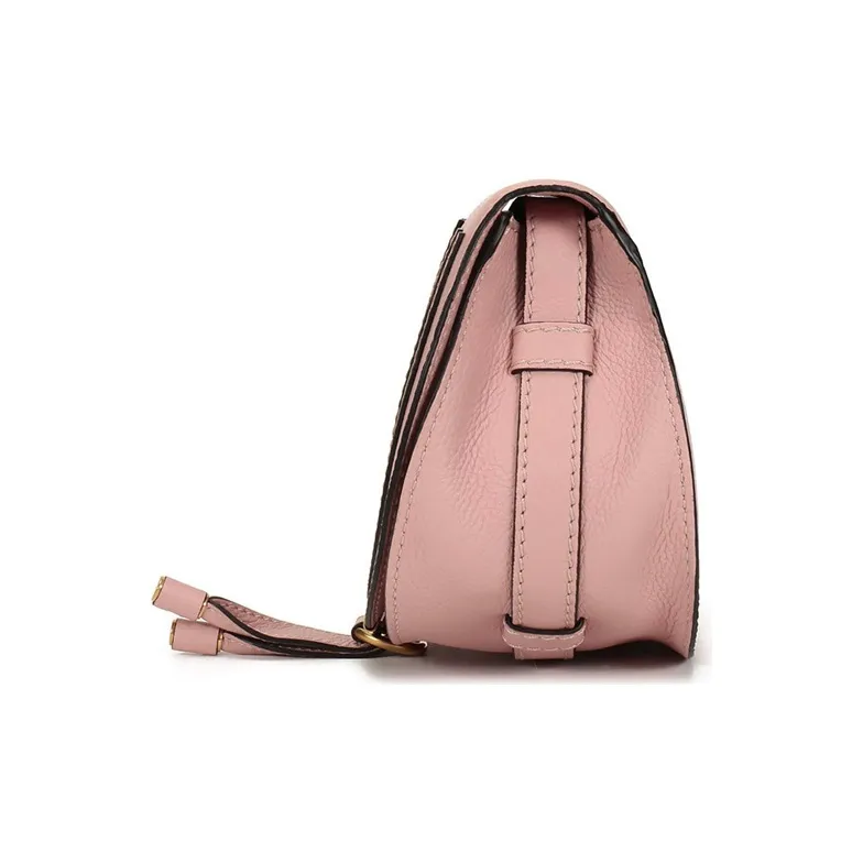 Chloe Leather Saddle Bag, Crossbody Bag, Shoulder Bag Mini Women's Light Pink-1