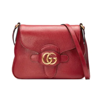 GUCCI Leather Messenger Bag, Shoulder Bag, Crossbody Bag Small Size Women's Red