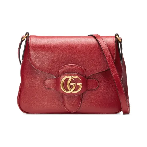 GUCCI Leather Messenger Bag Shoulder Bag Crossbody Bag Small Size Women's Red