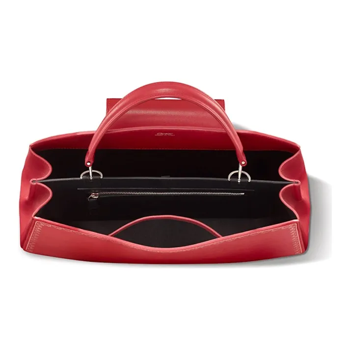 CARTIER Calfskin Handbag Shoulder Bag Crossbody Bag Medium Size Women's Red-3