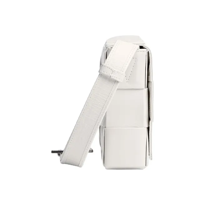 Bottega Veneta CASSETTE Cow Leather Tofu Bag Shoulder Bag Crossbody Bag Clutches Medium Size Unisex White-1