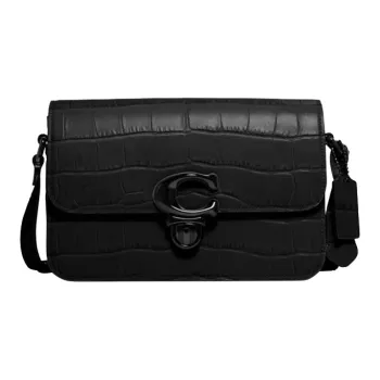 COACH Studio Crocodile Pattern Leather Small Square Bag Shoulder Bag Crossbody Bag Large Size Women's Black