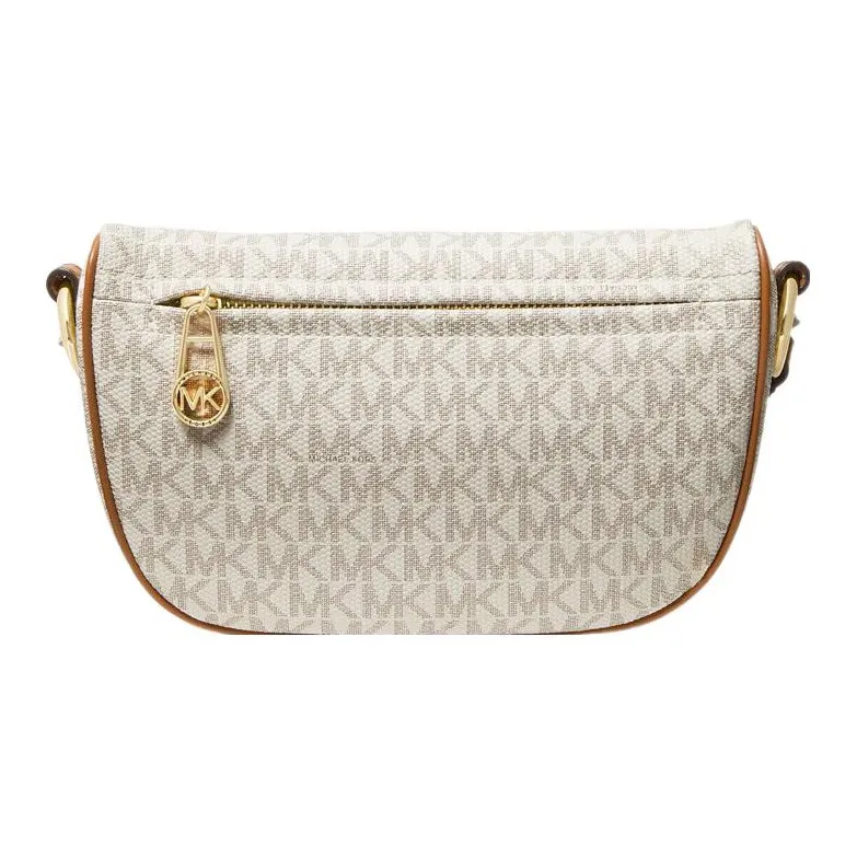 MICHAEL KORS Slater Cow Leather Shoulder Bag Women's Beige-5