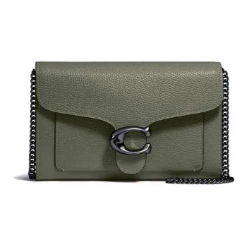 COACH Tabby Leather One Shoulder Crossbody Chain Bag Trumpets Women's Khaki Green
