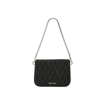 MIU MIU SASSY Soft Sheep Leather Handbag Medium Size Women's Black