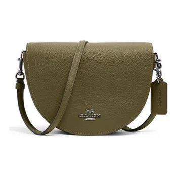 COACH Ellen Leather Saddle Bag Shoulder Bag Crossbody Bag Small Size Women's Olive Green