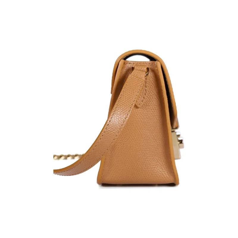 Furla Metropolis Collection Leather Small Square Bag Shoulder Bag, Crossbody Bag Mini Women's Brown-3