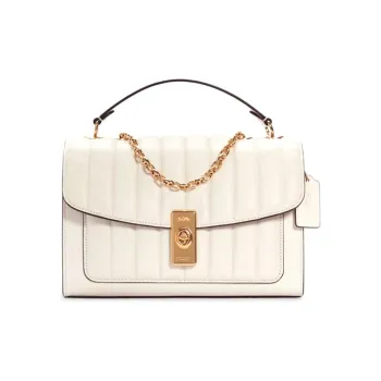 COACH Lane Leather Chain Bag Handbag Small Square Bag Crossbody Bag Medium Size Women's White