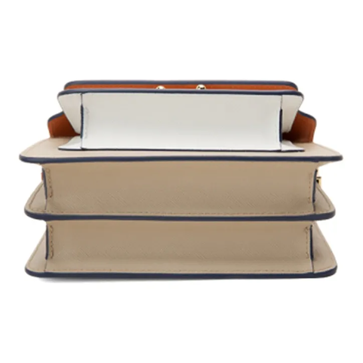 MARNI Cow Leather Trunk Bag, Shoulder Bag Women's Light Khaki & Brown-3