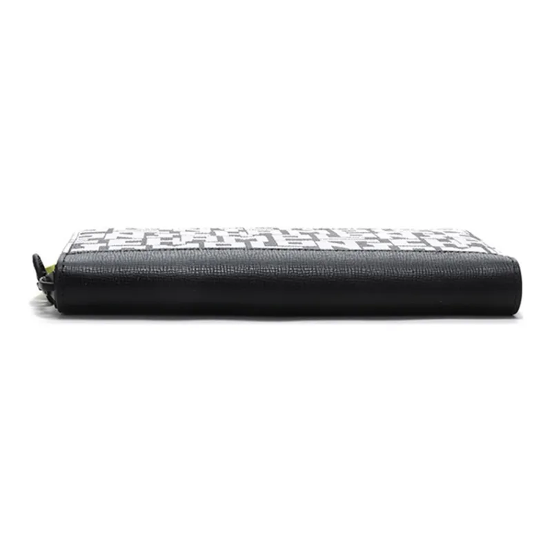 LONGCHAMP Cow Leather Wallet Unisex Black White-4