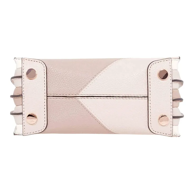 MICHAEL KORS Mercer Leather Trunk Bag Handbag Shoulder Bag Crossbody Bag Small Size Women's White/Gray/Pink Multicolor-3