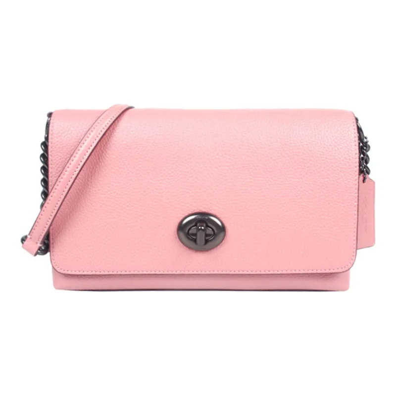 COACH Crosstown Pebbled Leather Small Square Bag, Crossbody Bag, Shoulder Bag Medium Size Women's Pink-0