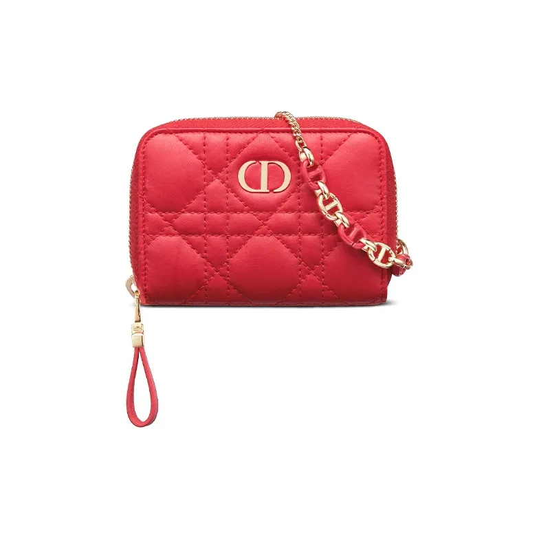 DIOR Sheepskin Clutch Mini Women's Red-0