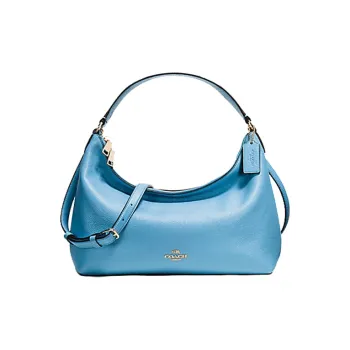 COACH East/West Leather One Shoulder Crossbody Handbag Crossbody Bag Crescent Bag Large Size Women's Sky Blue