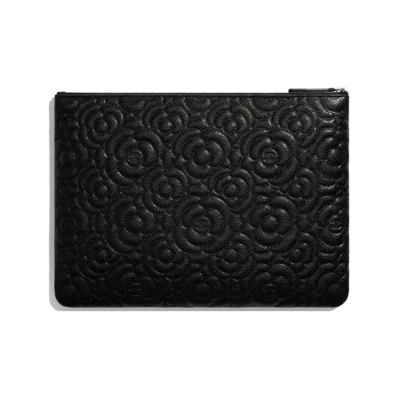 CHANEL Cow Leather Pouch, Clutch Women's Black-2