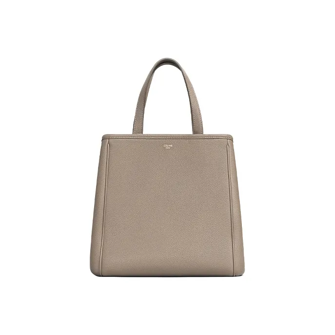 CELINE Cabas Grained Calfskin Tote Bag Shopping Bag Handbag Shoulder Bags Small Size Women's Taupe-0
