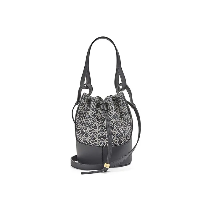 LOEWE Balloon Calfskin With Canvas Bucket Bag, Portable Crossbody Bag, Shoulder Bag Women's Marine Blue & Black-0