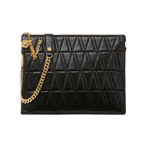 VERSACE Virtus Sheepskin Tote Bag Shopping Bag Shoulder Bag Crossbody Bag Women's Black
