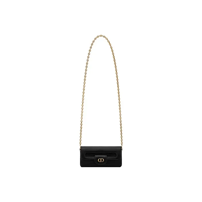 DIOR D Bubble Collection Smooth Cow Leather Handbag Shoulder Bag Women's Black-3