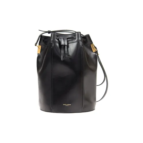 SAINT LAURENT Cow Leather Bucket Bags Shoulder Bag Crossbody Bag Women's Black