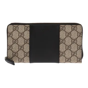 GUCCI Canvas With Leather Wallet Men's Ebony/Black