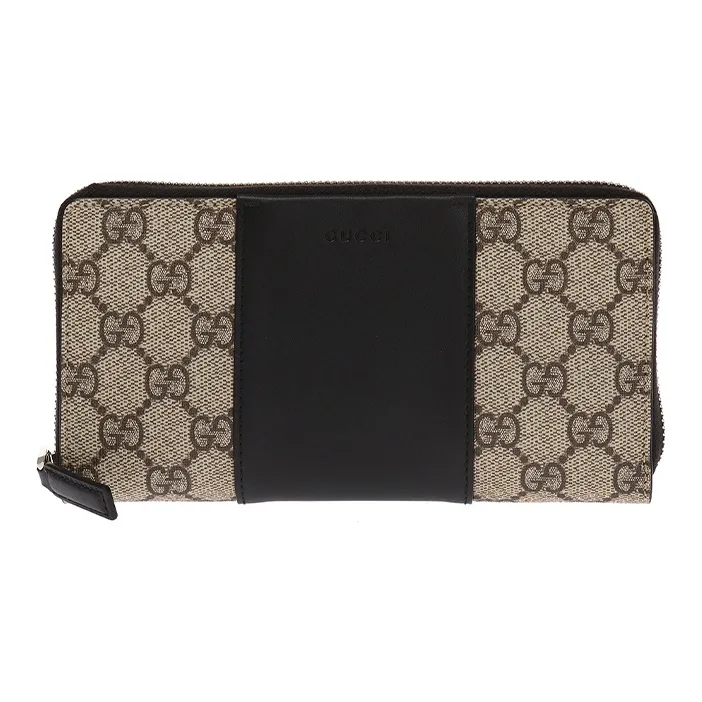 GUCCI Canvas With Leather Wallet Men's Ebony/Black-0
