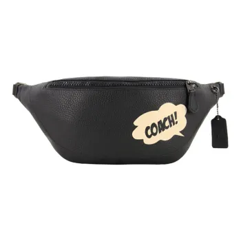 COACH MARVEL Collaboration Warren Leather One Shoulder Crossbody Fanny Pack Sling Bags Large Size Men's Black