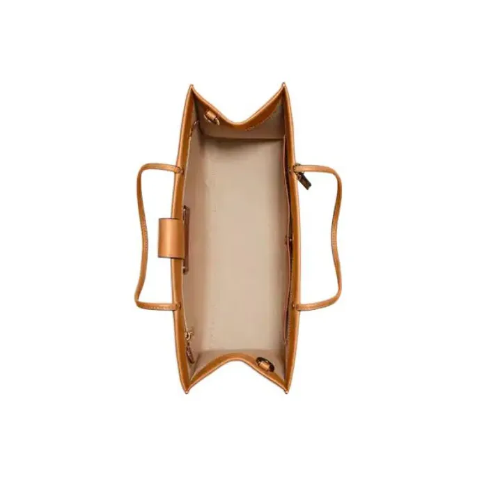 COACH Cashin Text Leather Horizontal Stripes Large Capacity Single Handbag Tote Bag Tubas Women's Orange-1